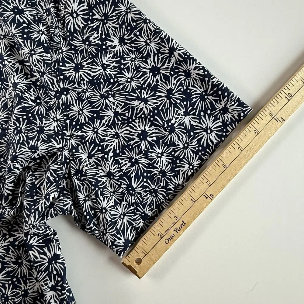 BANANA REPUBLIC Short Sleeve Button Down Shirt Mens XL Dark Blue White Starburst