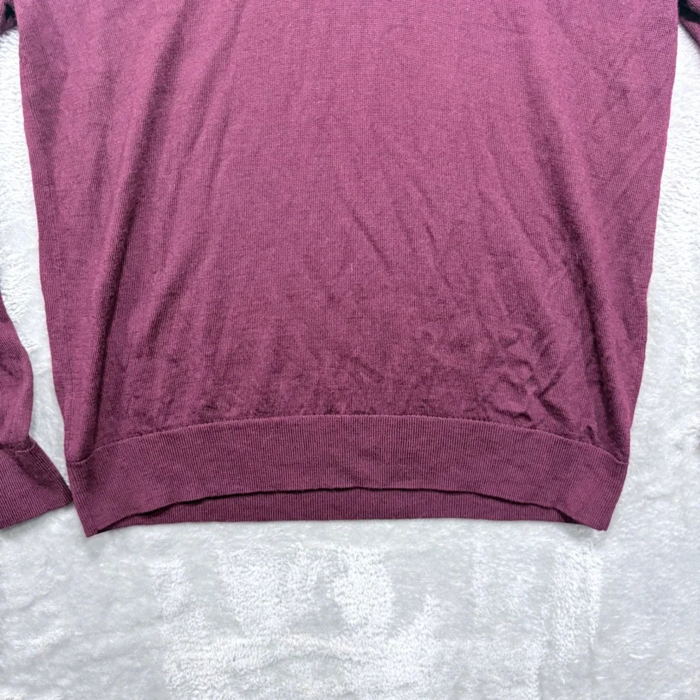 Banana Republic V-Neck Sweater Mens Large Burgundy 100% Merino Wool Long Sleeve