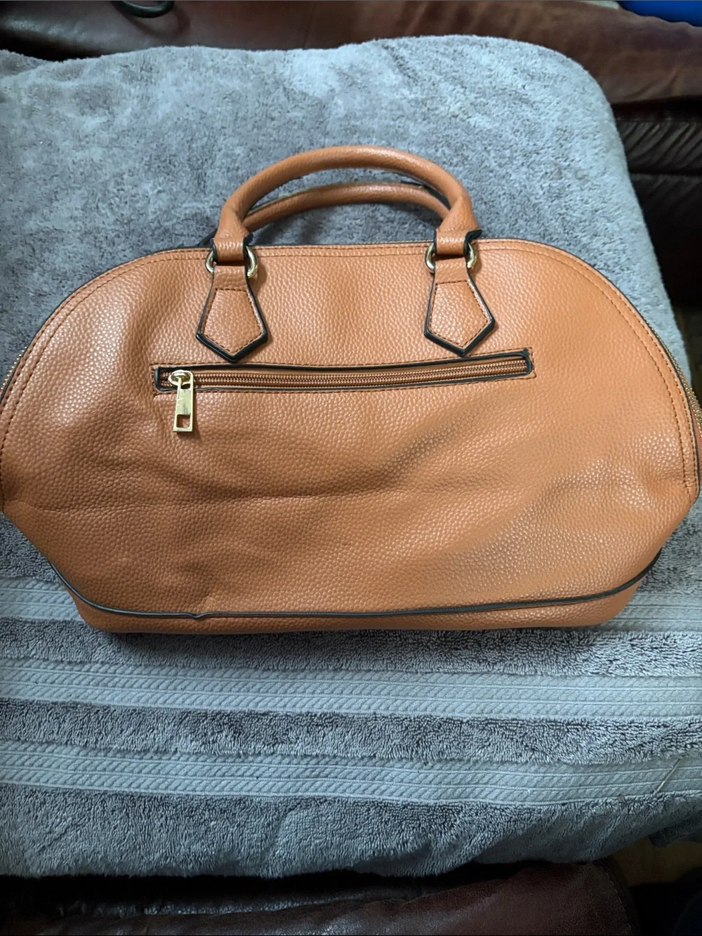 Tan Structured Dome Satchel Handbag - Unbranded