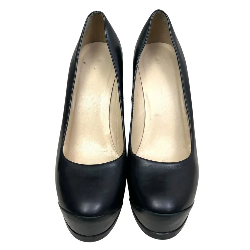 3.1 Phillip Lim Women Platform Pumps Black Leather Textured Cone‎ Heel Sz 6