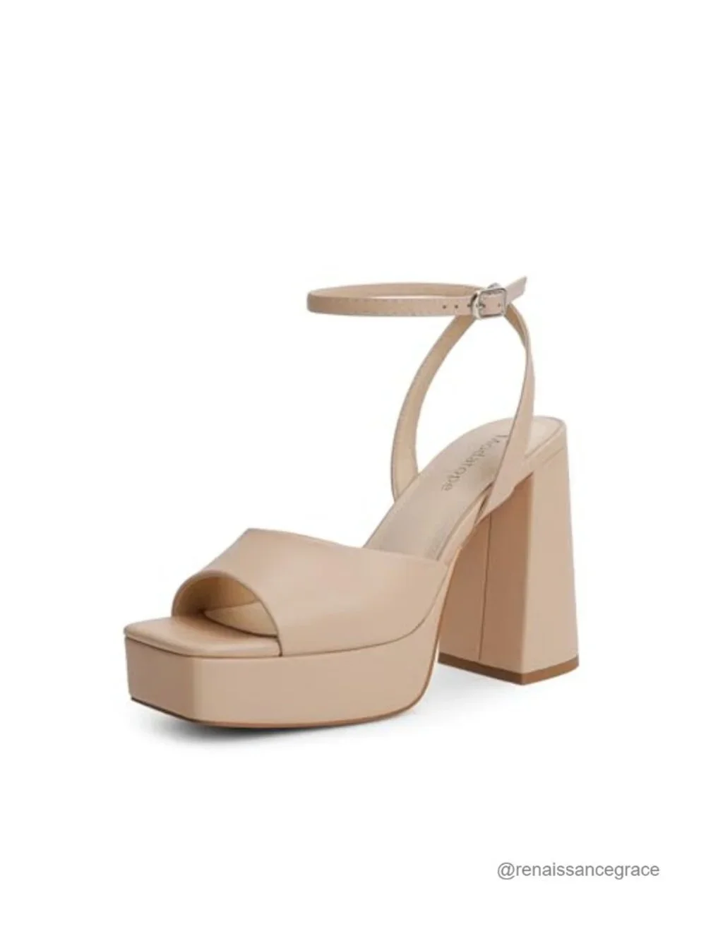 Chunky Platform Heels Open Toe Ankle Strap Sandals Faux Leather