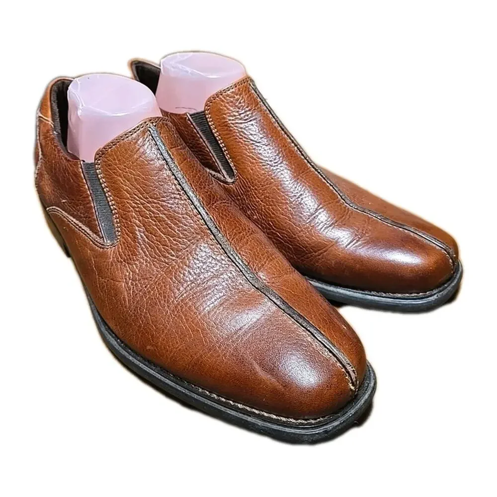 Johnston & Murphy Macomb Brown Sheepskin Leather Business Dress Shoes Mens 11.5M