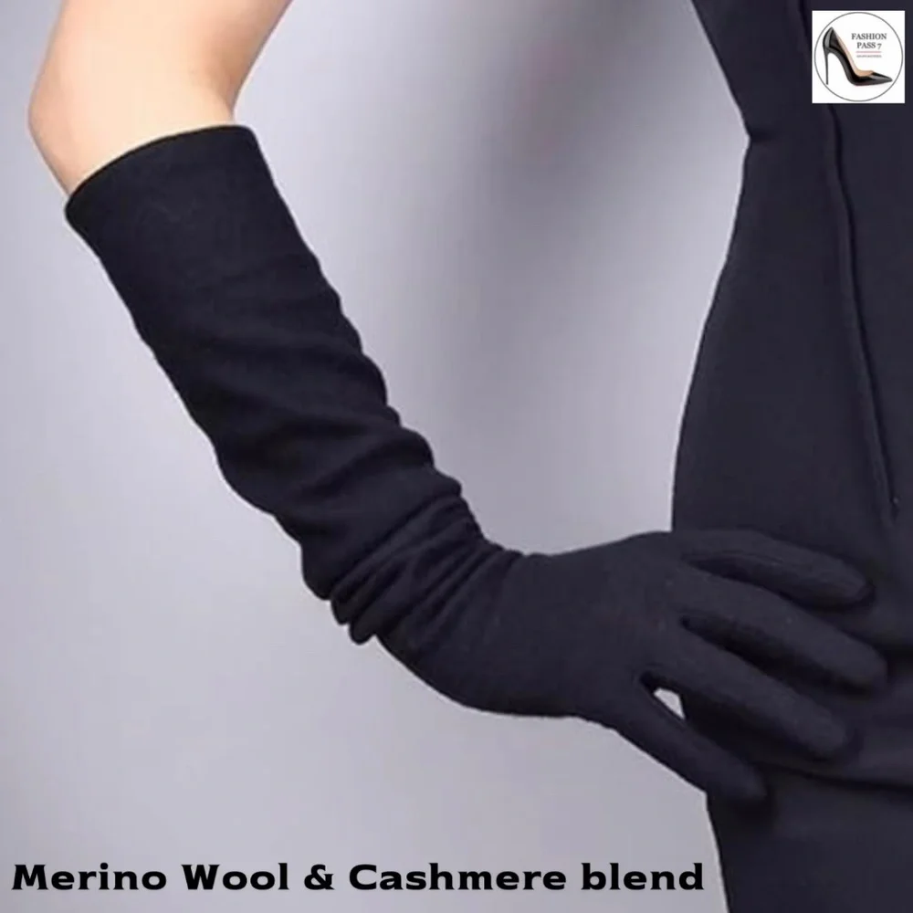Cashmere & Wool Blend Gloves 20 inch