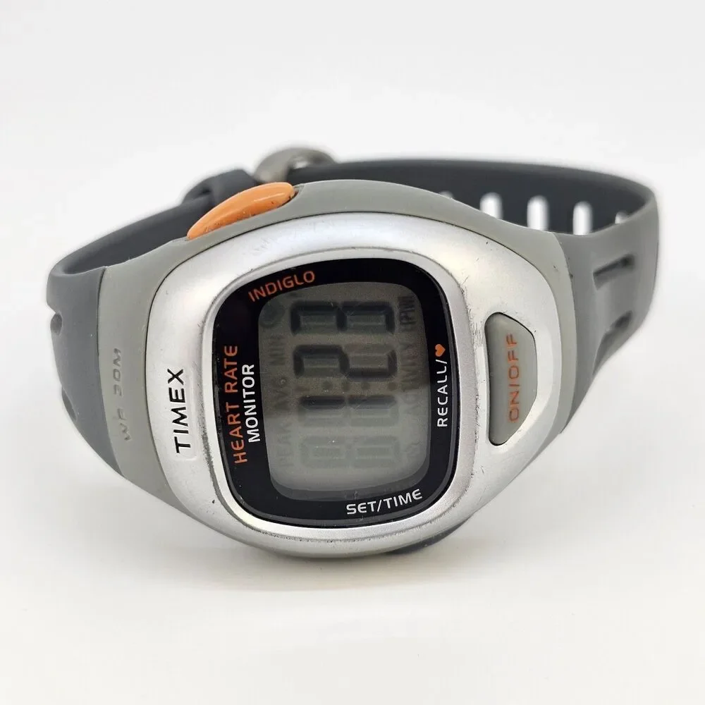 Timex Men's Digital Heart‎ Rate Monitor Watch 40MM Gray Plastic Bands Working