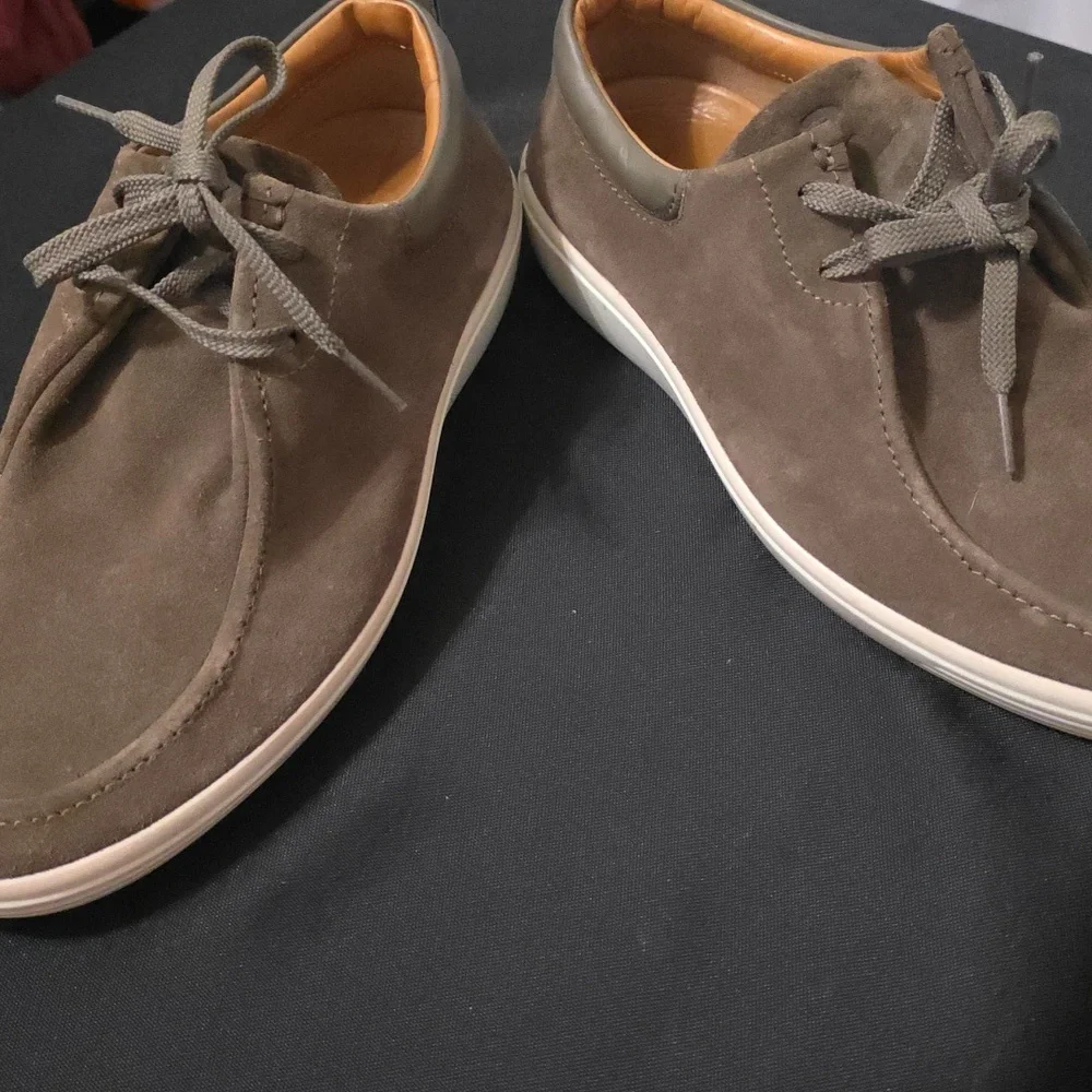 Ecco Men's Loafer Shoes Brown Suede/Leather? Laces Danish Design Casual Sz 6 EUC