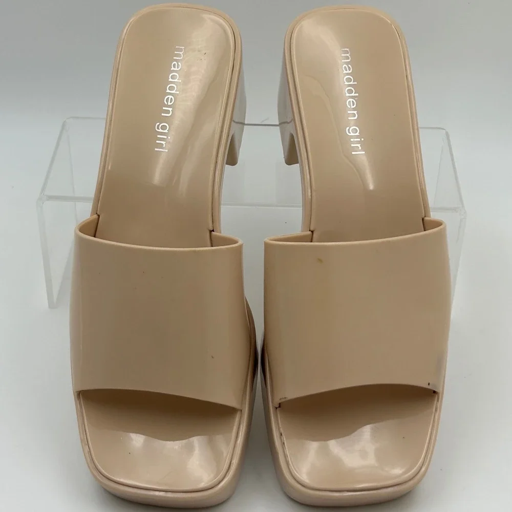 Madden Girl Palacee Sandals Womens 7 Nude Jelly‎ Platform Block Heel Y2K Retro