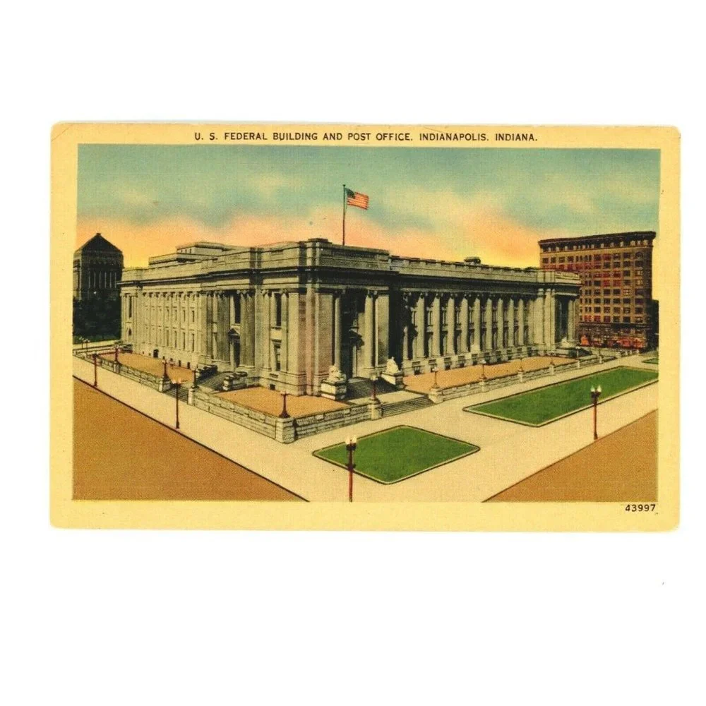 Vintage Postcard Indianapolis Indiana US Federal Building Post Office USA Travel