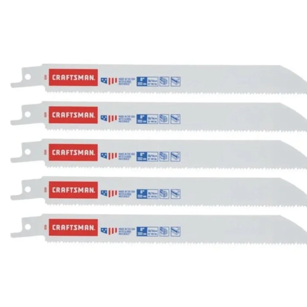 Bi-metal 8-in 10/14-TPI Wood/Metal‎ Cutting Reciprocating Saw Blade (5-Pack)