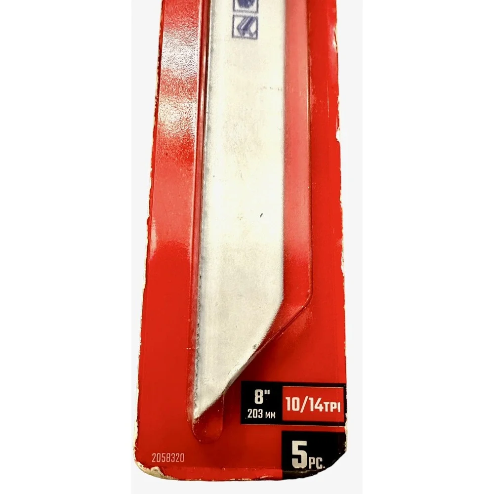 Bi-metal 8-in 10/14-TPI Wood/Metal‎ Cutting Reciprocating Saw Blade (5-Pack)