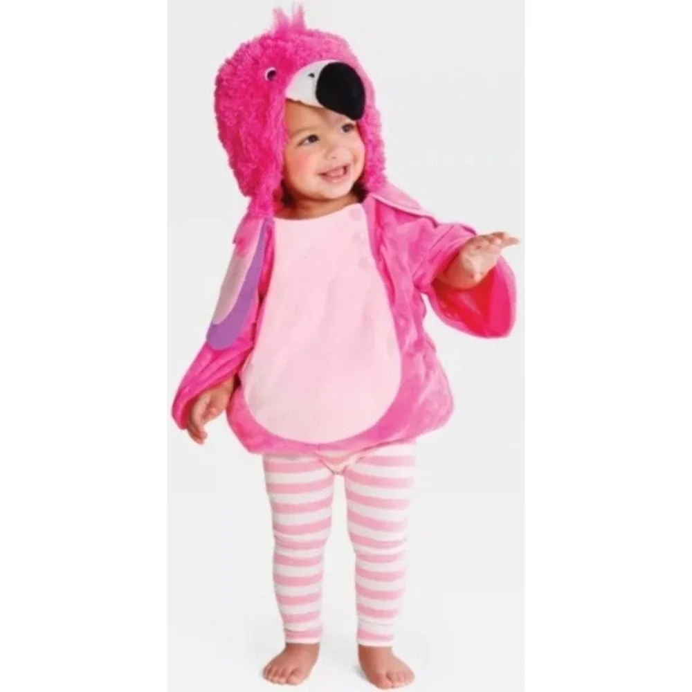 Infant Flamingo Costume with Hood 0-6 Months Halloween Dress‎ Up NEW
