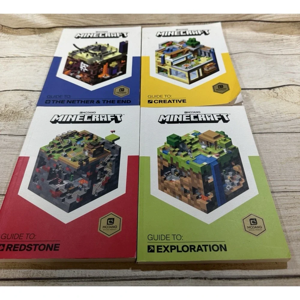 Lot of 4 Minecraft Guide Series Books Creative Redstone Exploration Nether & End