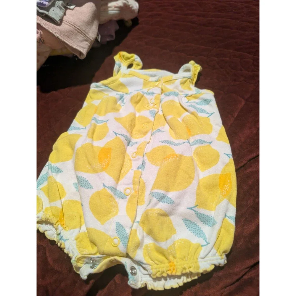 Child of Mine by Carters Lemon Print Romper for Infants 0-3 Months - Free Shippi