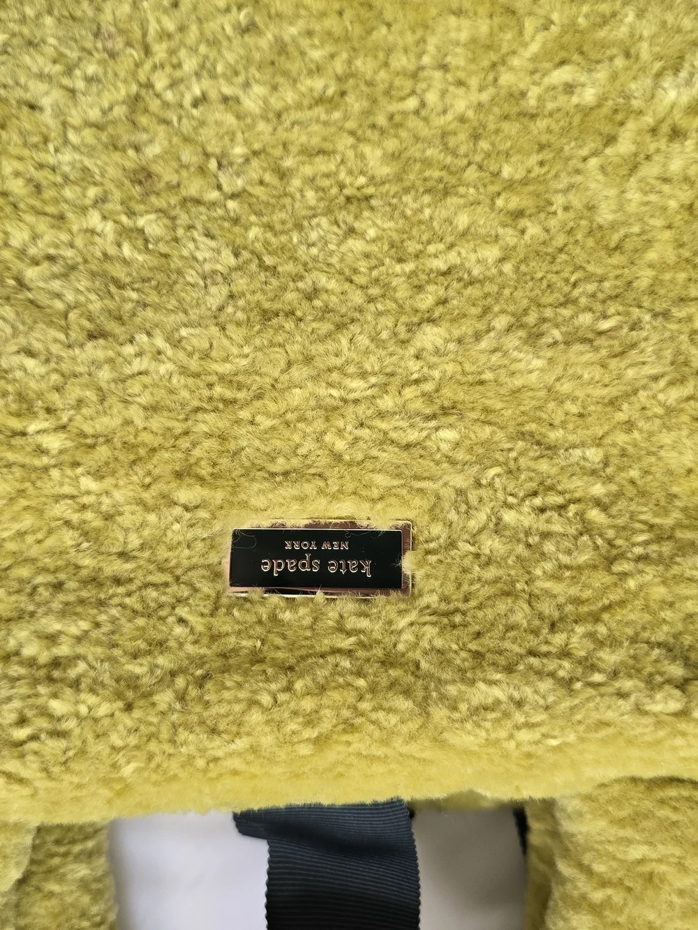 kate spade Yellow Faux-Shearling Tote with Black Straps