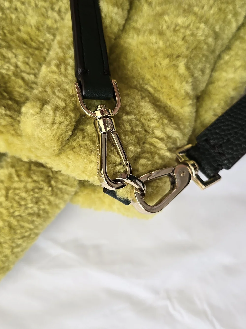 kate spade Yellow Faux-Shearling Tote with Black Straps