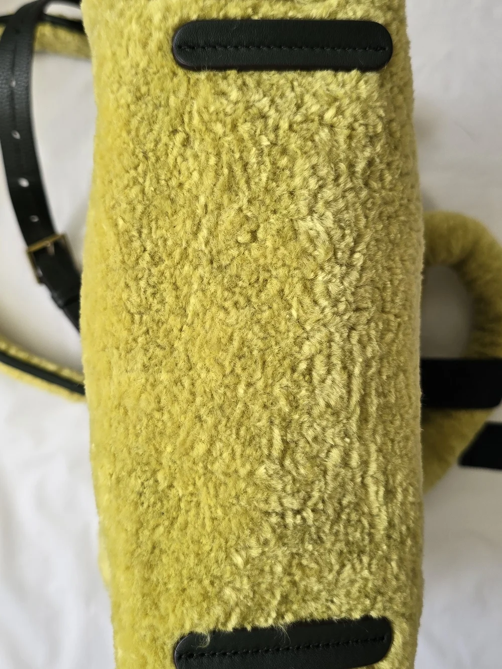 kate spade Yellow Faux-Shearling Tote with Black Straps