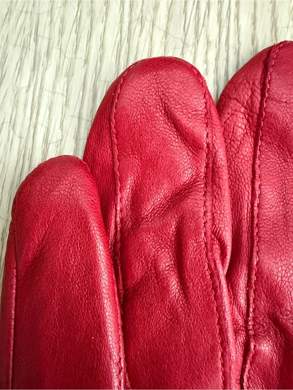 Red Leather Gloves Vintage 1980s Grandoe Women’s L Winter Minimalist Statement