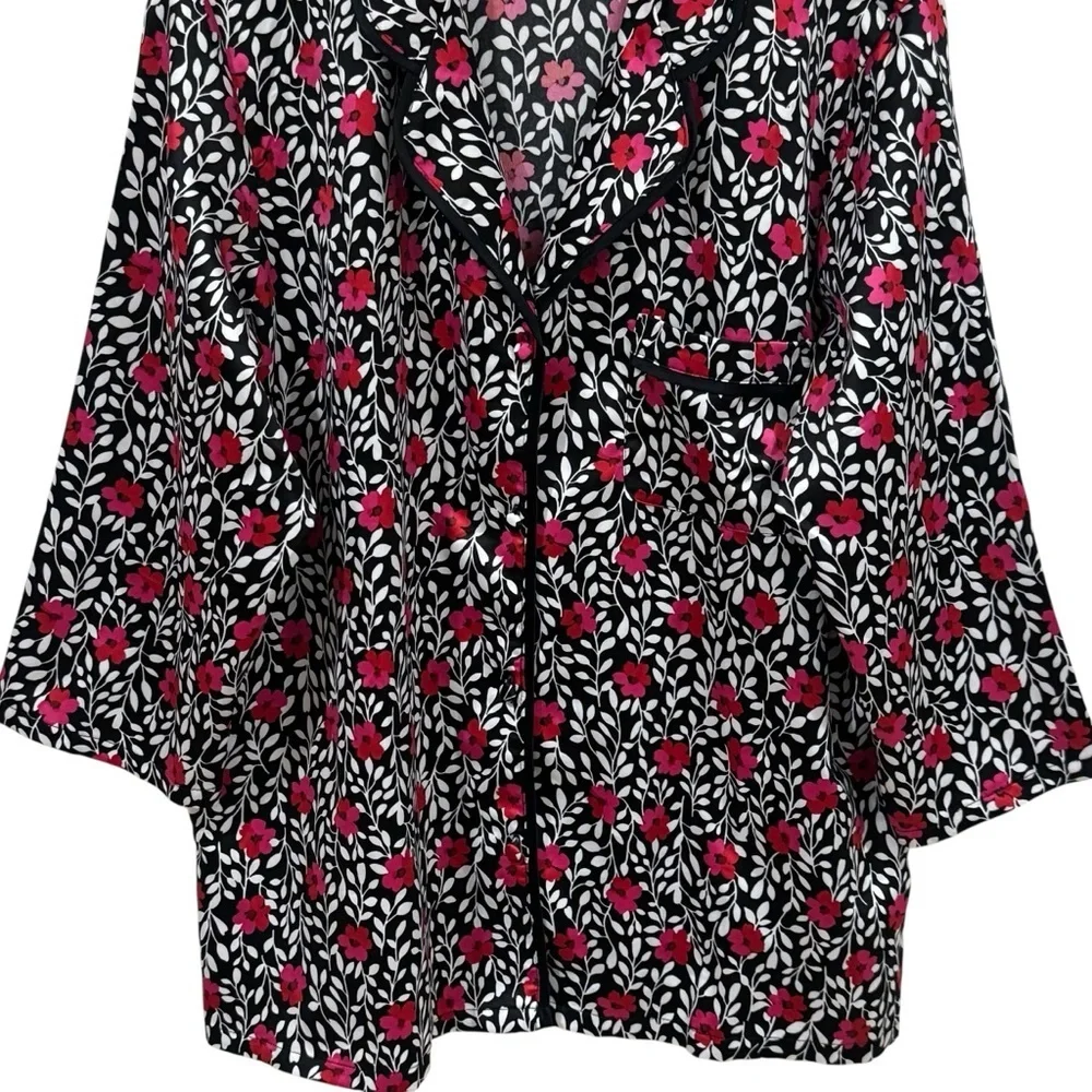 Kate Spade Floral Pajama Button up Top Comfy‎ Cute Chic Women's Size L