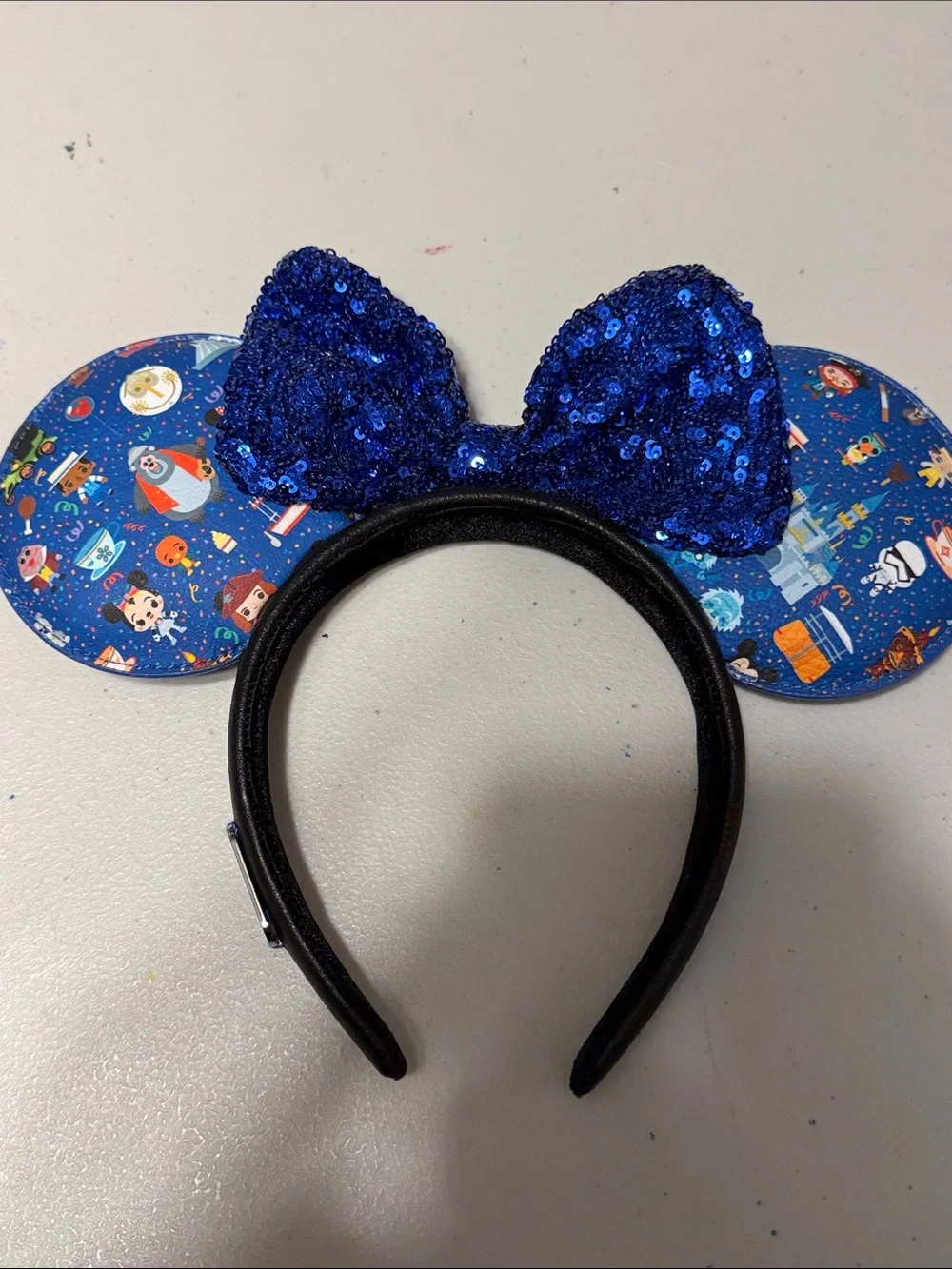 Loungefly Royal Blue Sequin Bow Character Ear Headband