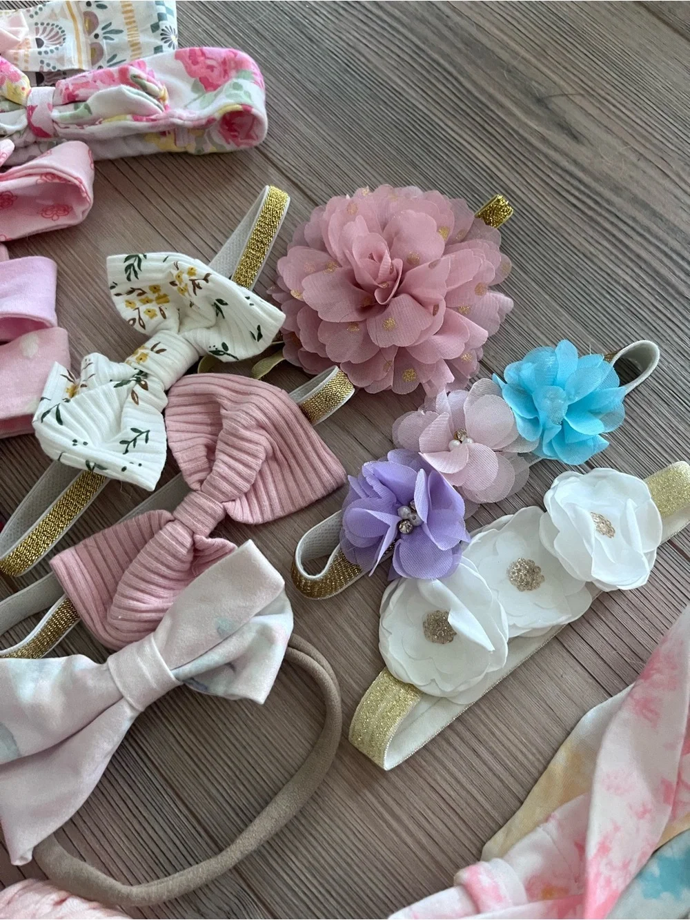 Baby Girl’s Floral & Bow Headband Set - Pink, White, Blue, Purple