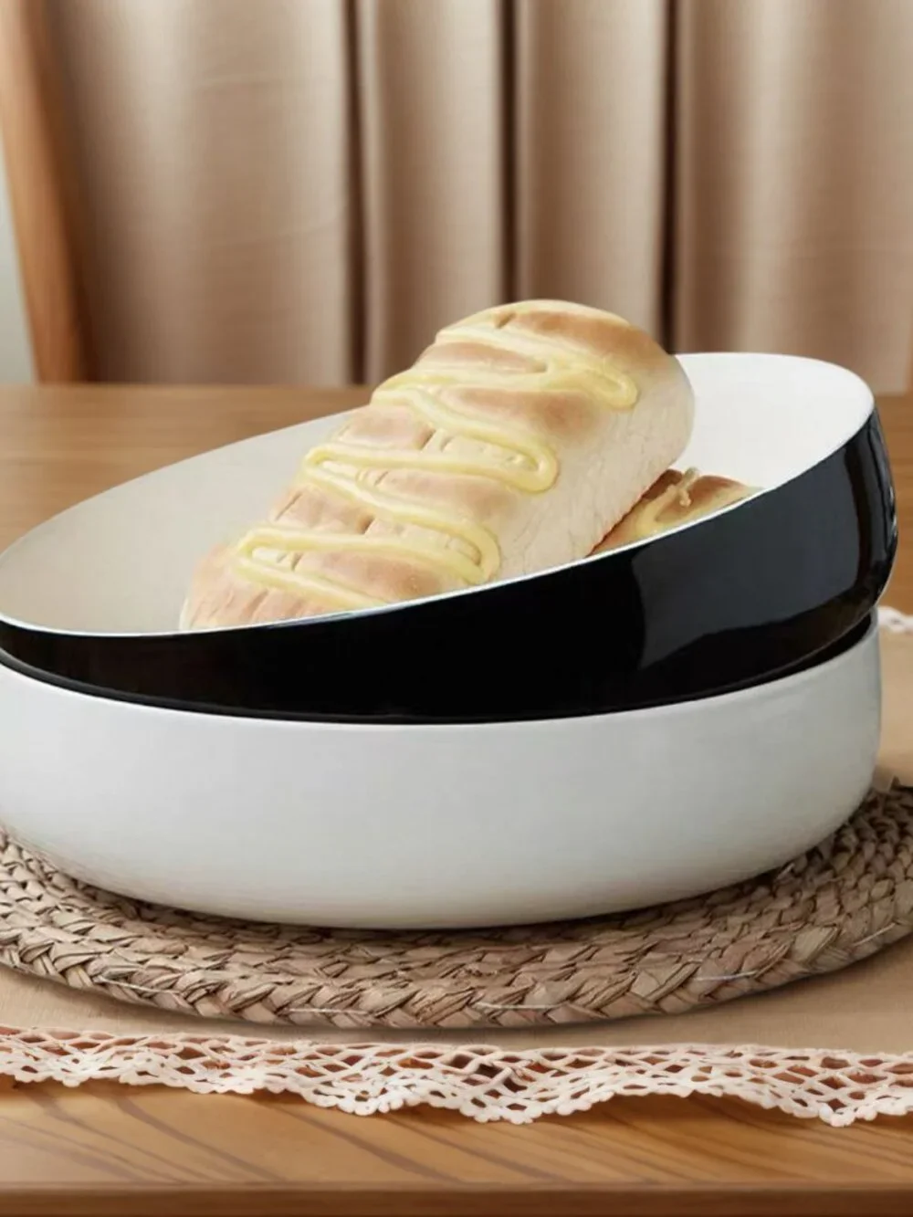 8 Inch Ceramic Serving Bowl, Large Snack & Bread Bowl for Fruit, Pastries, Salad