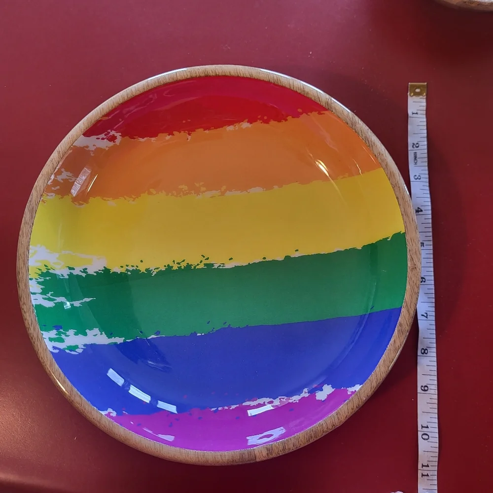 3 Kitchen Bowl Set Wooden Rainbow Pride Pattern Spotisan Multicolor New India