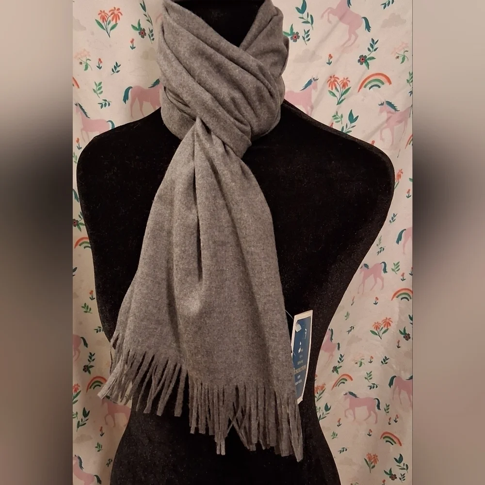 NWT Pendleton Grey Virgin Wool Unisex Casual Winter Snow Everyday Scarf Wrap