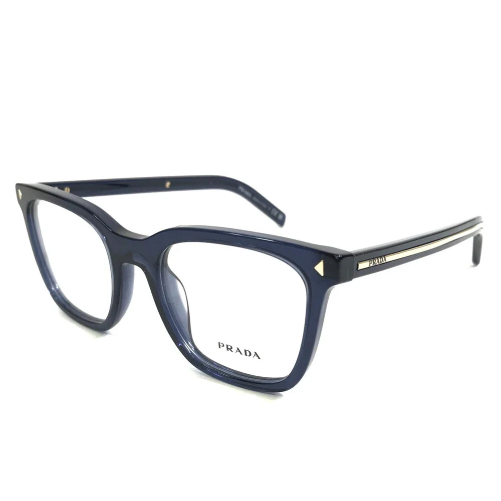 Prada Eyeglasses Frames VPRB11 08Q-1O1 Transparent Blue Gold Square 50-20-145