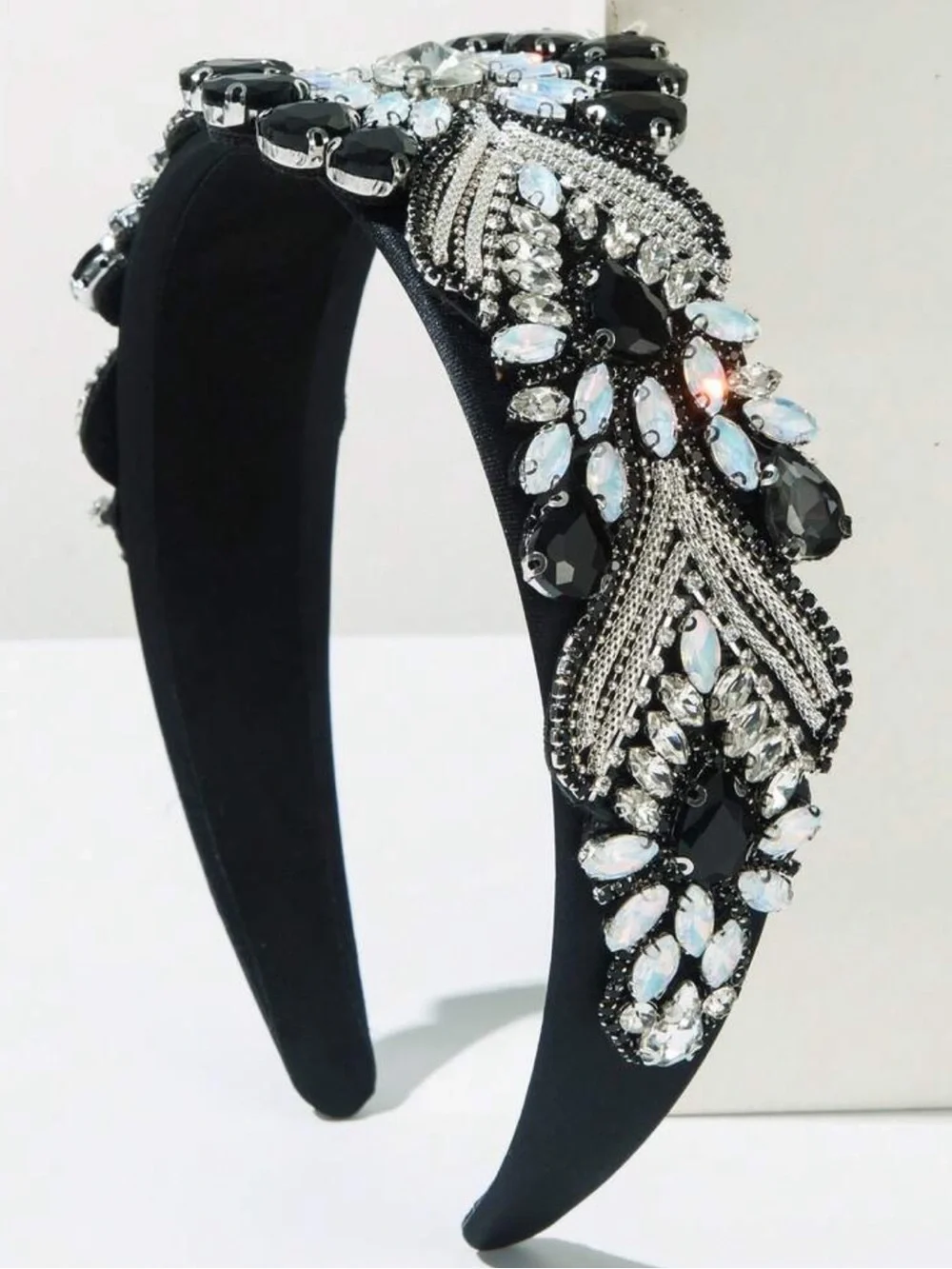 Embellished black‎ and silver Crystal Headband