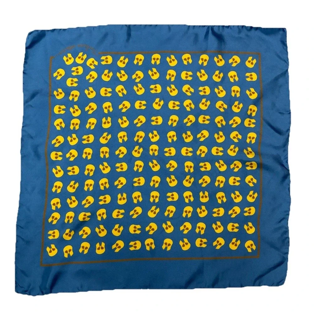 Thalassa Collection Greece Silk‎ Scarf 18x18in Blue Spartan Helmet Print Italy