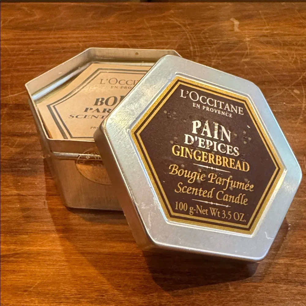 NEW L’occitane Gingerbread Lidded Tin Bougie Scented Candle 3.5 oz 20 hrs