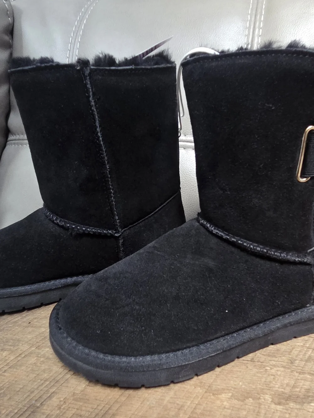 NIB Serra Black Suede Fur-Trim Winter Boots Sz 7 ~ Bin TT