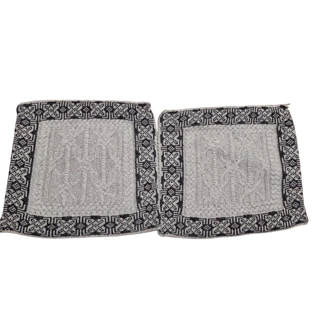 Aran Crafts Ireland 2 Merino Wool‎ Cable Knit Zippered Pillowcases cushion cover