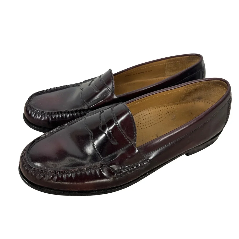 Cole Haan Mens 12 D Burgundy Leather Pinch Penny Loafers Oxblood Slip On Classic