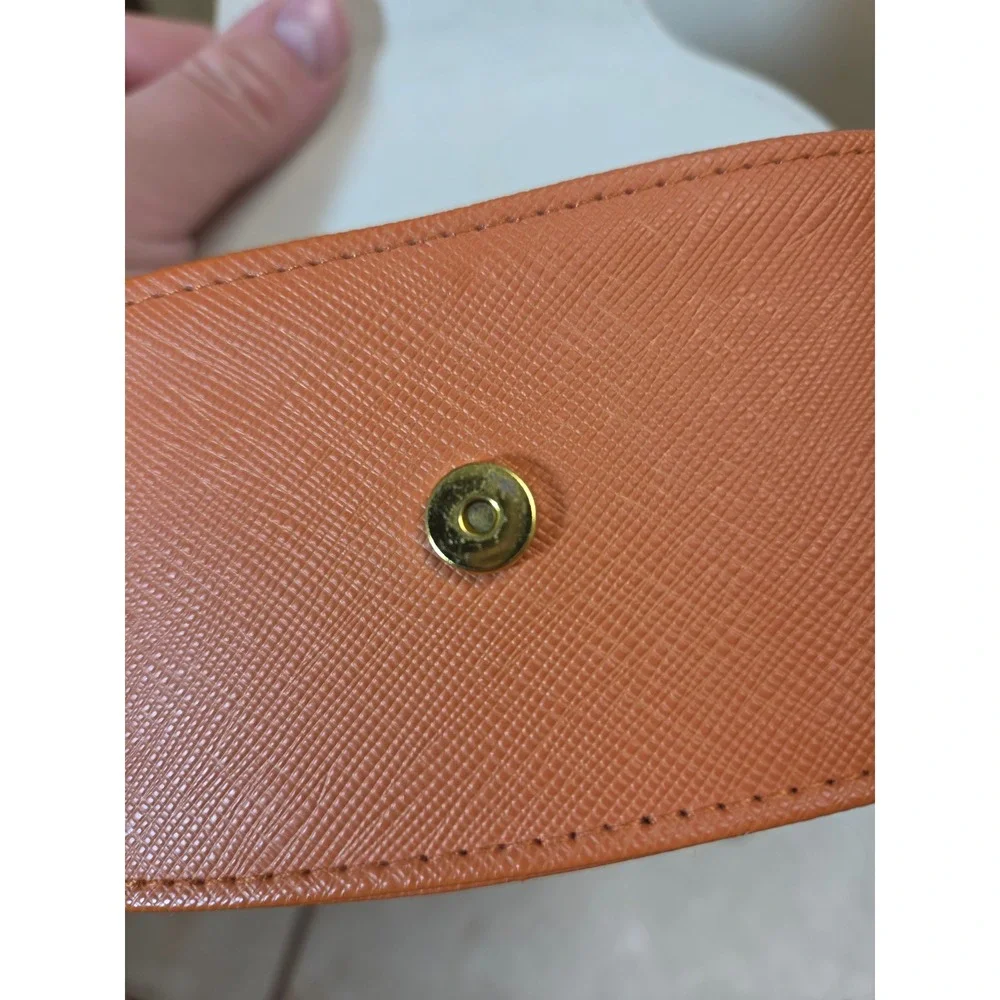 Tory Burch Orange Saffiano Leather Sunglasses Case Hard Shell Gold‎ Logo