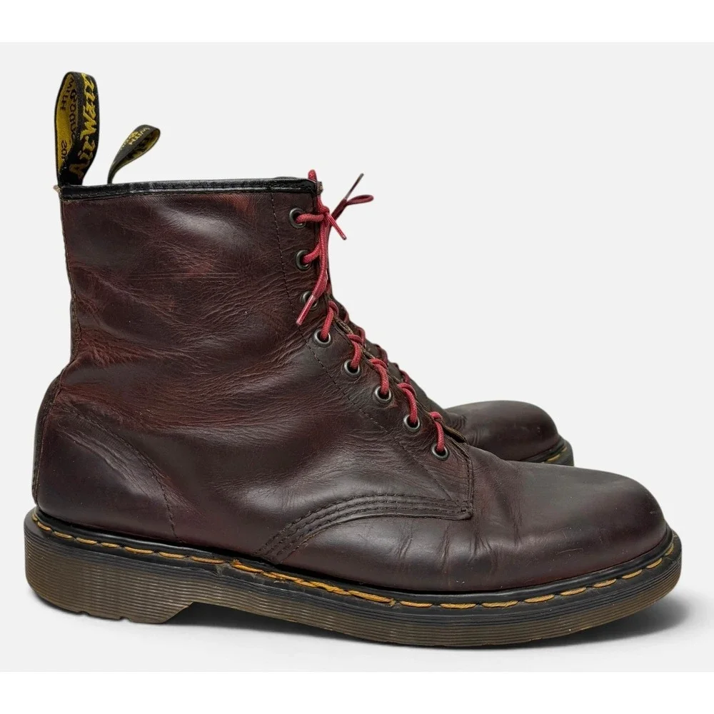 Dr Martens Boots Mens 12 Burgundy 1460 Made in England Leather Lace Up 8 Eye