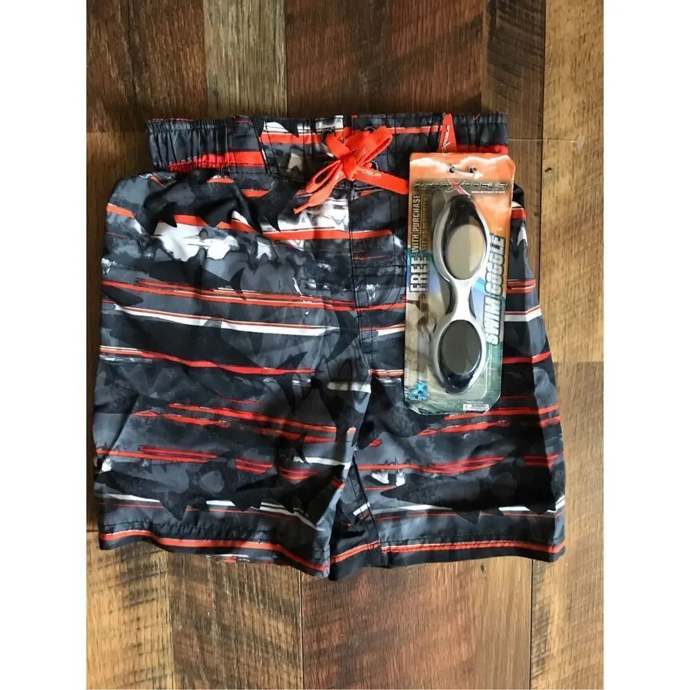 Zeroxposur boys SZ Small (4) Swim Trunks Lined New with Tags with goggles