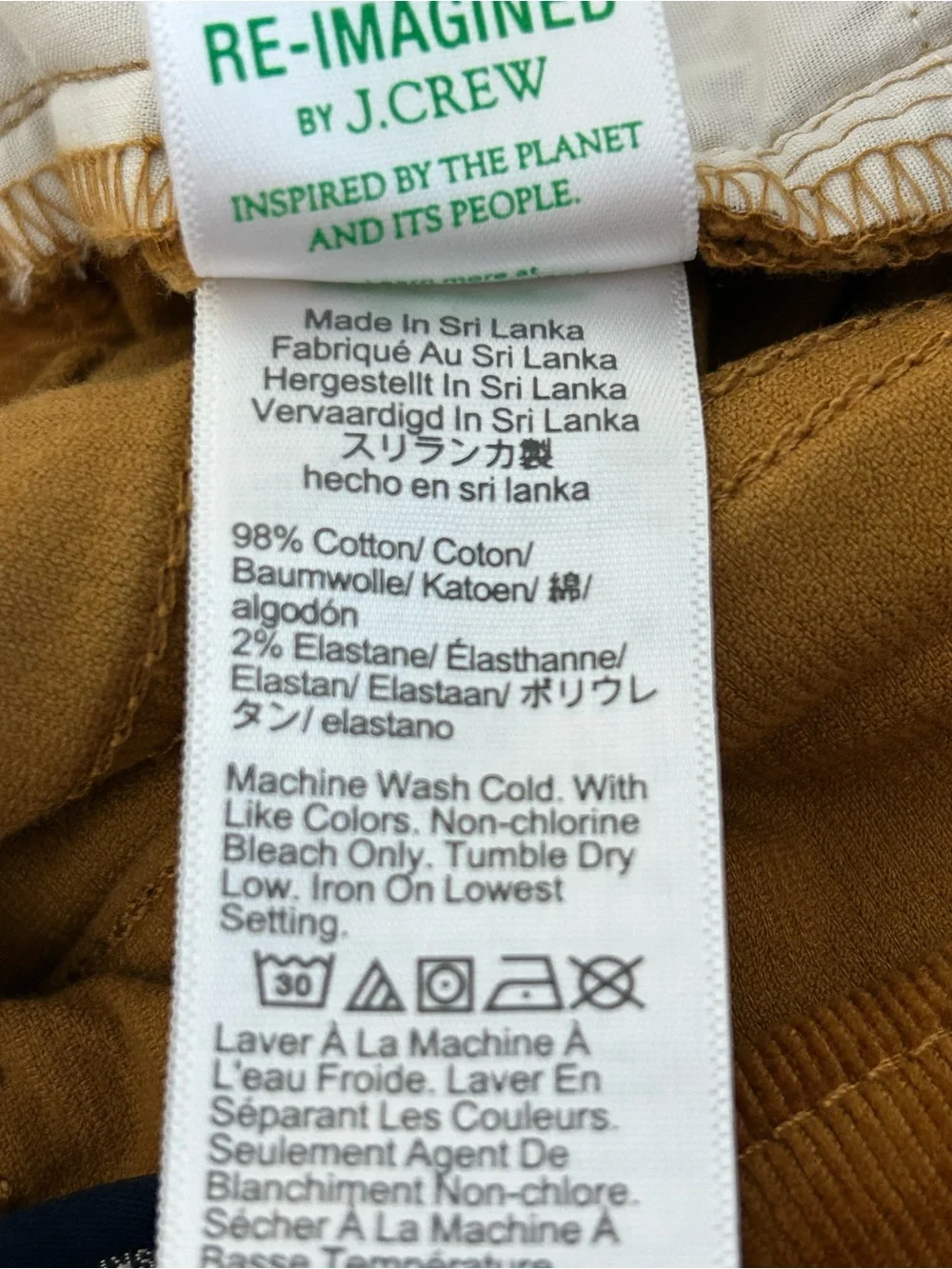 J Crew Corduroy Pants Golden Brown Size 29