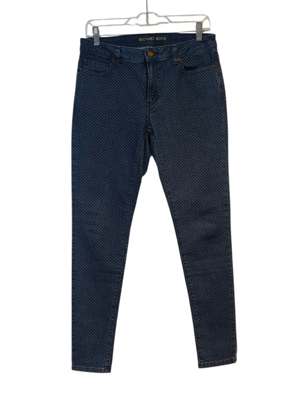 MICHAEL KORS Navy Polka Dot Skinny Jeans Medium Wash Size 4