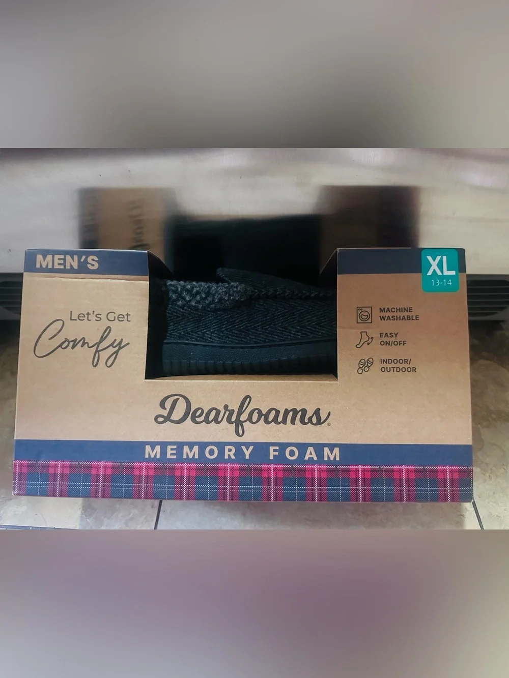dearfoams✨🖤🩶Men’s Black Slip-On Memory Foam Loafers