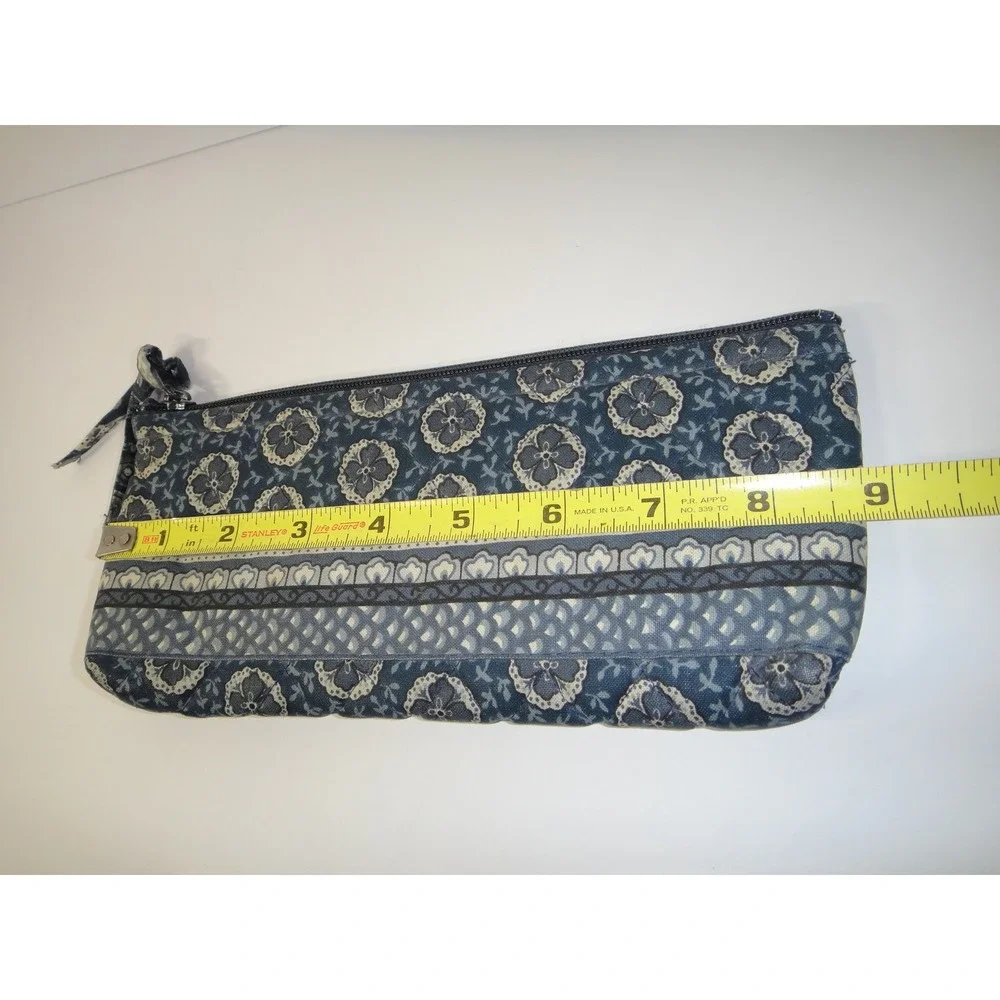 Vera Bradley Indigo Pattern Quilted 100% Cotton Zipper Cosmetic Pouch VTG 1997