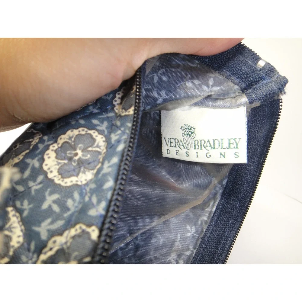 Vera Bradley Indigo Pattern Quilted 100% Cotton Zipper Cosmetic Pouch VTG 1997