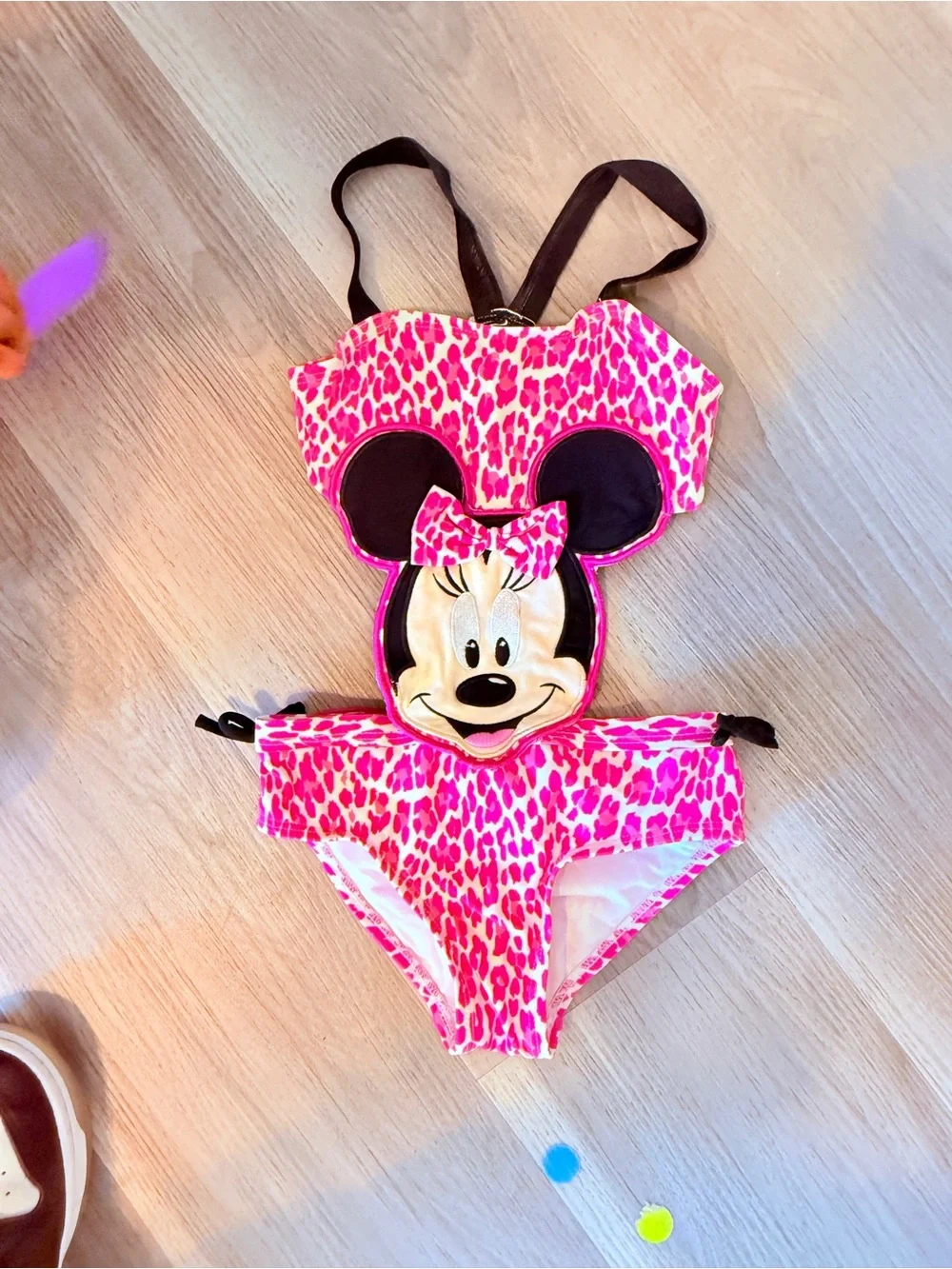 Disney Pink Leopard Minnie Mouse Girls' Two-Piece Swim Set
