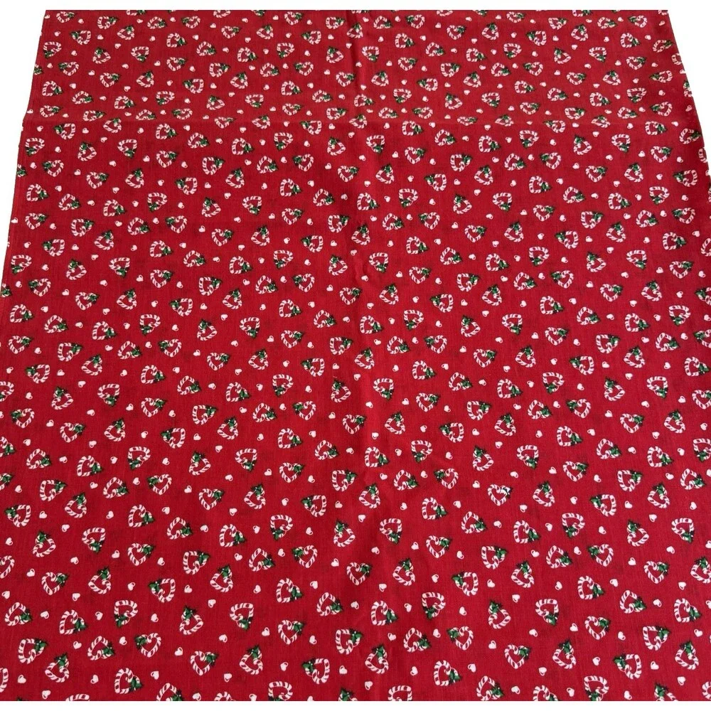 Vintage Wamsutta Candy Cane Hearts Fabric Christmas Fabric Quilting Xmas BTY