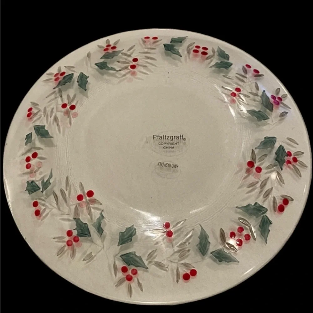 Pfaltzgraff Winter Berry Decorative Glass Plate-Red, Green Design. 8 Available.