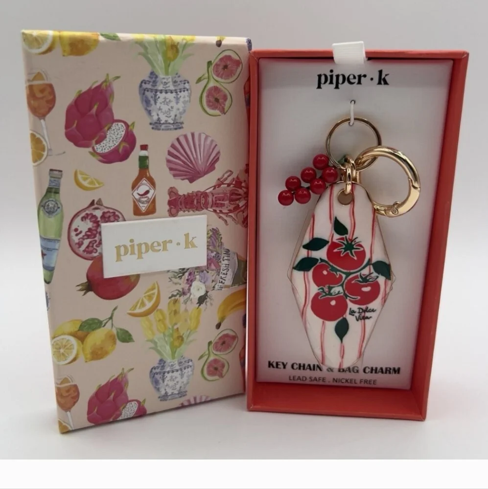 🍅▪️ Piper K▪️ Tomato Print Keychain Bag Charm NEW