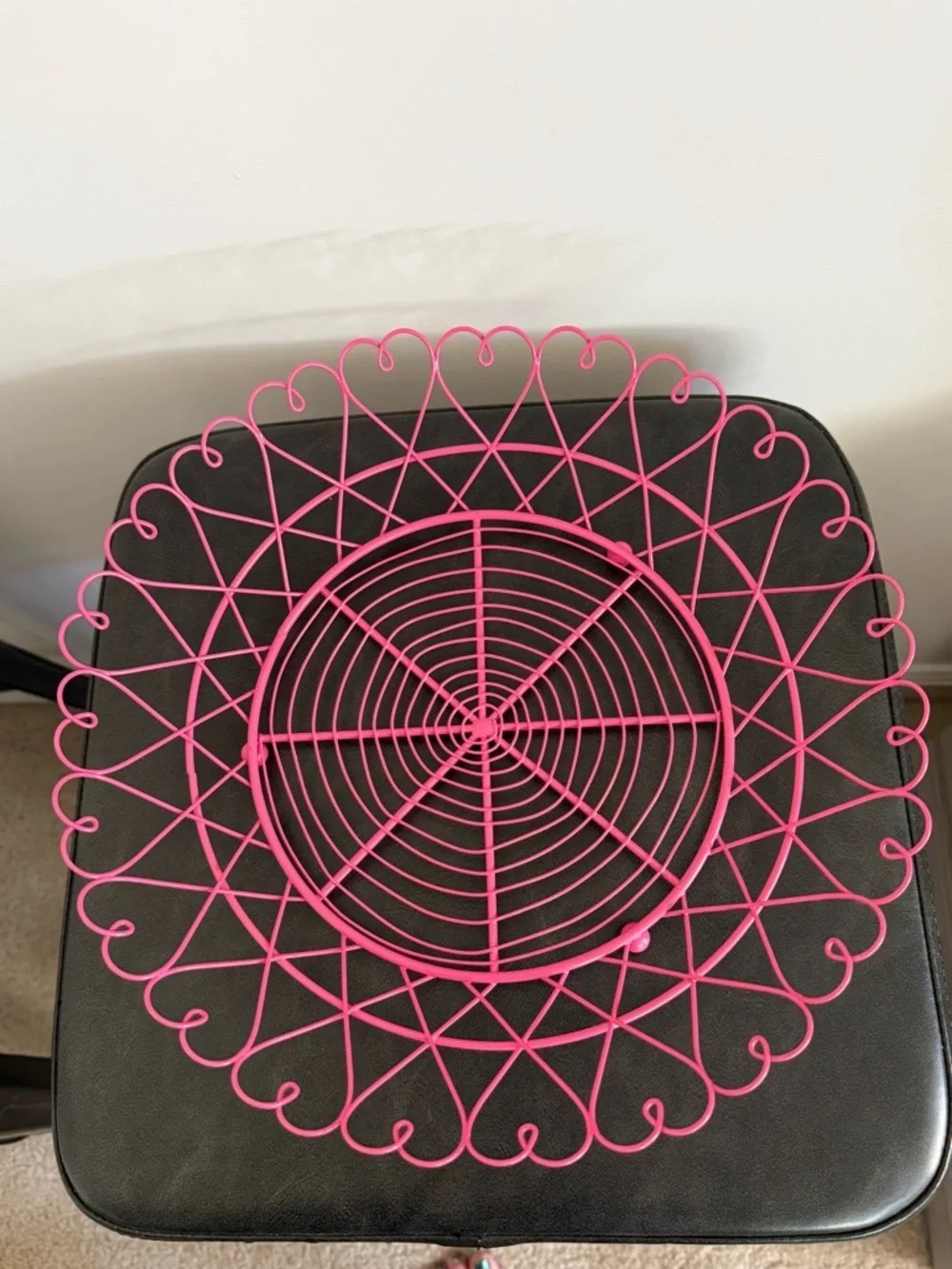 Hot Pink Heart Wire Fruit Bowl/Basket