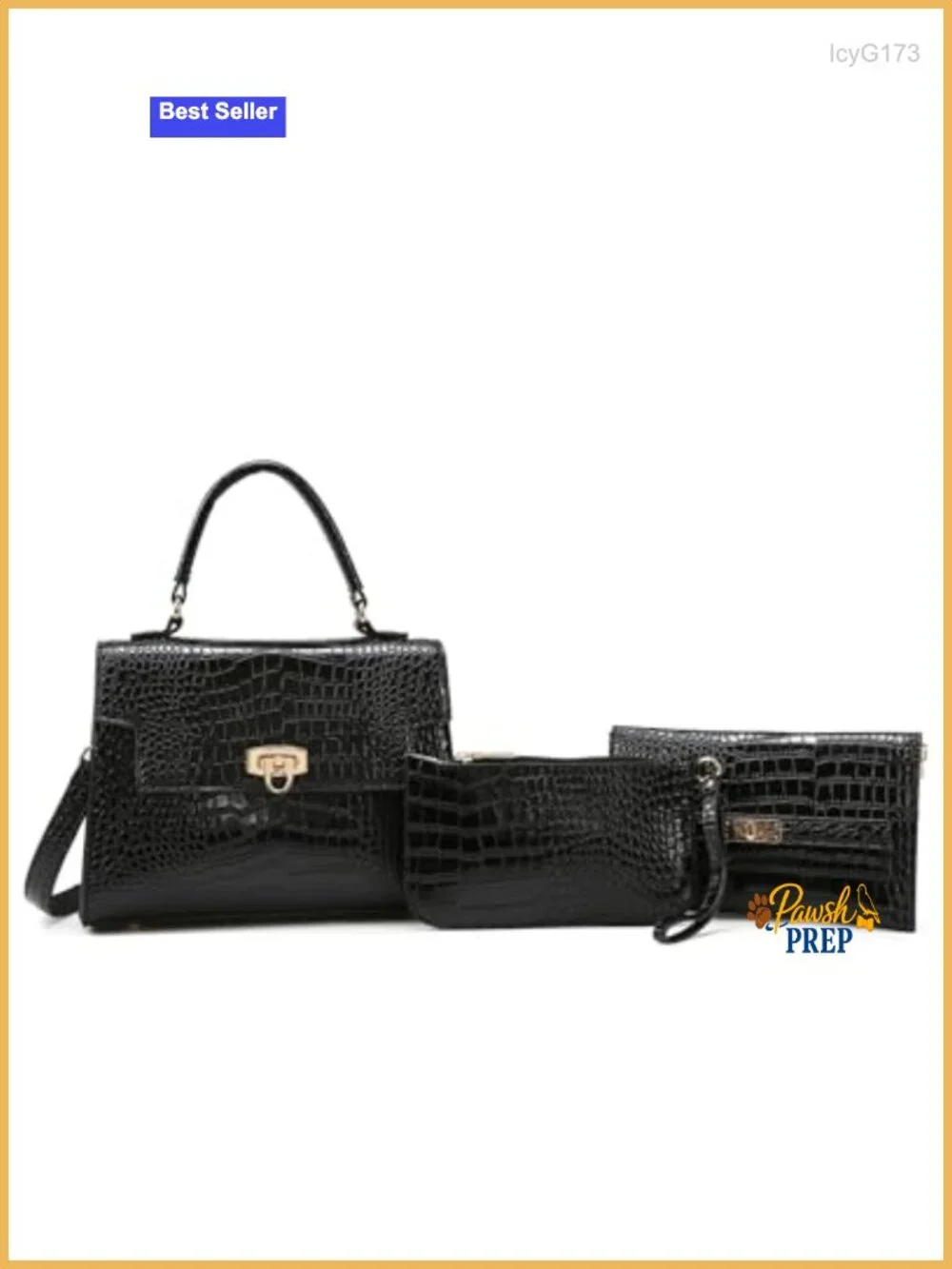 3-Piece PU Leather Satchel Handbag Set for Women, Top Handle with Crossbody
