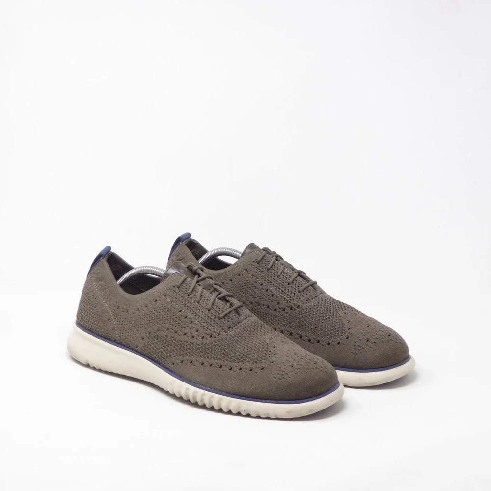 Cole Haan Mens 2.ZERØGRAND Stitchlite Wingtip Oxford Shoes Dark Taupe Size 11