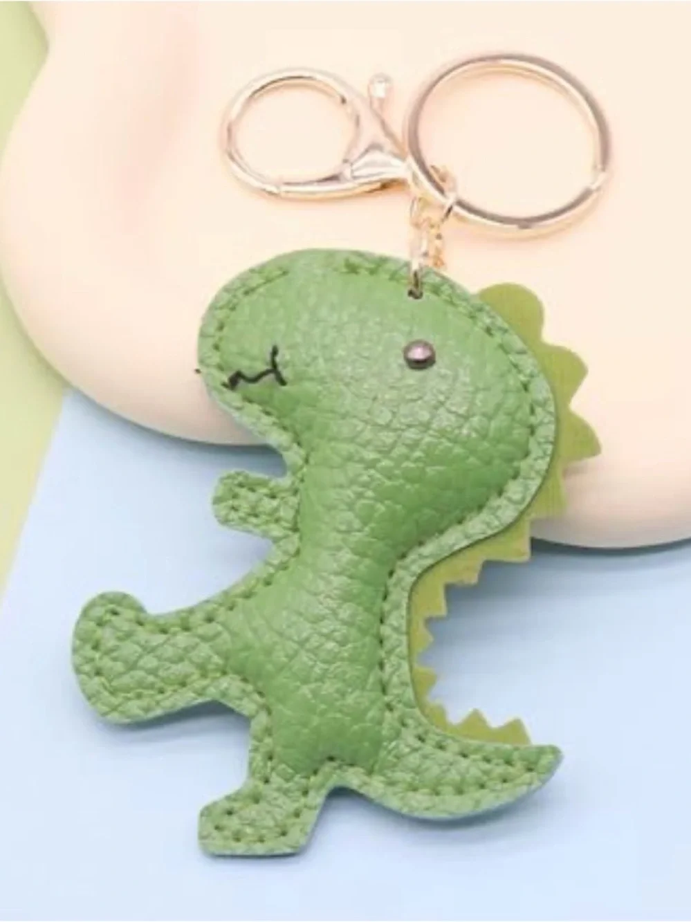 Dinosaur Keychain Bag-charm - Cute Plush Accessory - Gold Green NWT