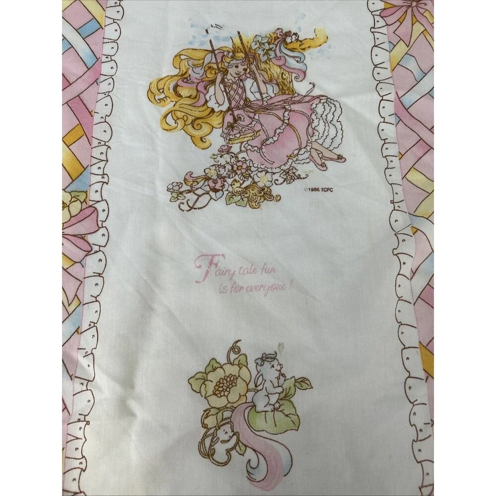 Vintage Lady Lovely Locks Twin Fitted Bed Sheet Pixietails 1986 Kids Bedding